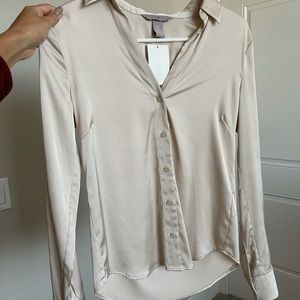 H&M Silk Blouse - Blush Tan, Size 0 or XS, NWT
